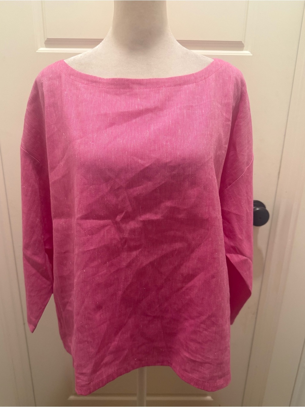 Jude Connally. Pink Boxy Linen Blouse. Size Small.